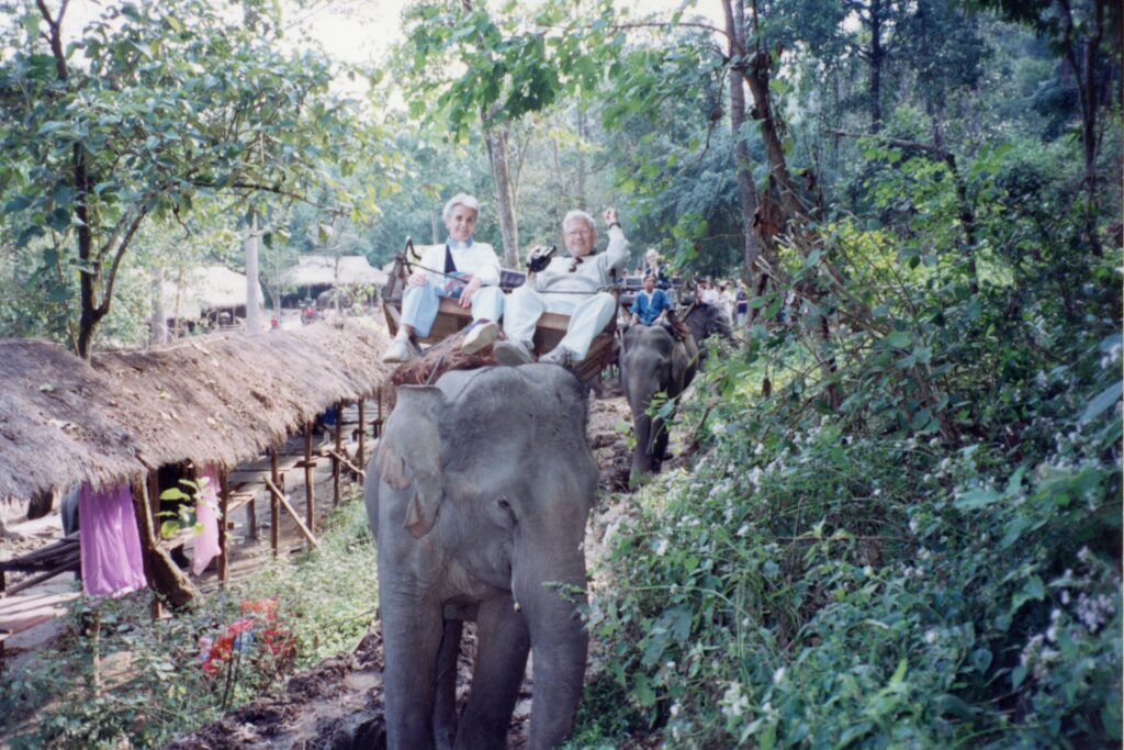 Bill and Eileen on Elephant Ride Thailand 1999