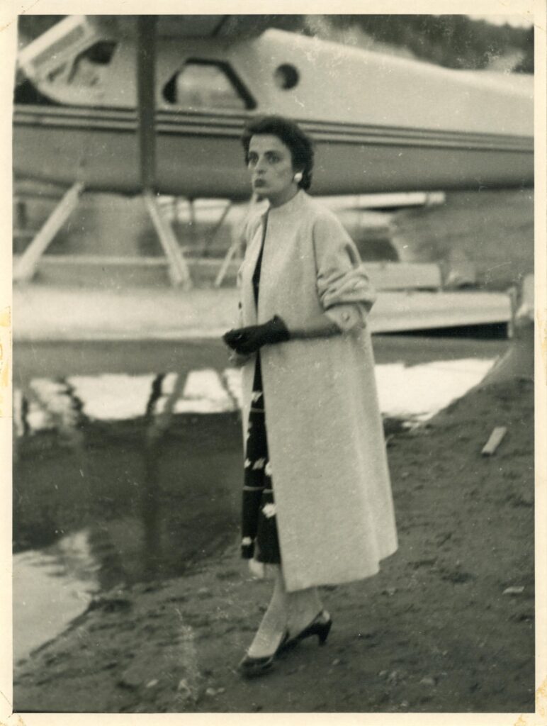 Eileen still dressed like an Irish CIty Gal 1957 by Seaplane, Ft George Park. Prince George