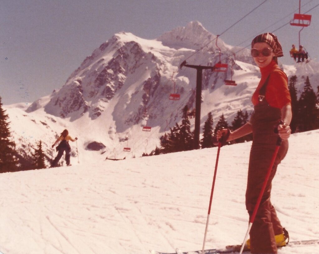 Mary skiing at Whistler and Mount Baker in 1978