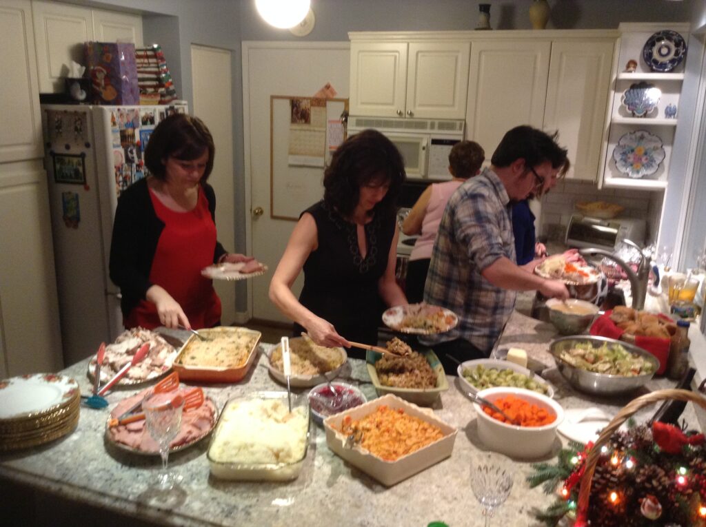 Christmas day dinner at Mulrooney's 2014. Daughter Ruth Stefanek , Catherine Thompson, Grandson Adam Young.