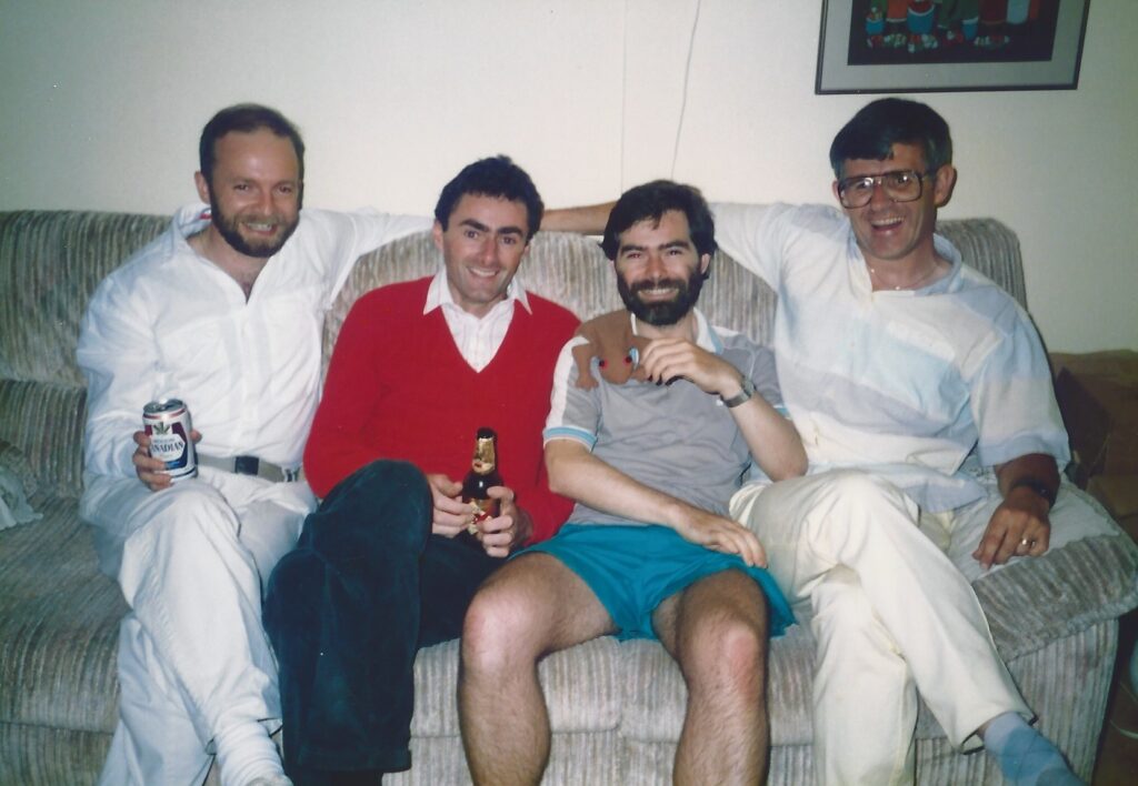 Barry’s team of Irish Engineers at BC Rail. L to R Frank Quinn, Sean Mullany, Robbie Roe and Barry 1989