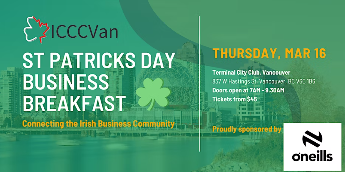 The ICCCVan 2023 St Patrick's Business Breakfast: Mar 16